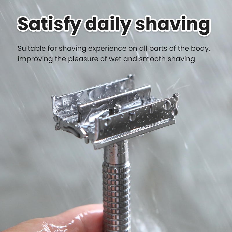 Keropy Double Edge Single Blade Safety Razor For Men and Women With 10 Premium Stainless Steel Refill Butterfly Metal Safety Razor, Reusable, Smooth Wet Shaving Experience, Eco-Friendly - Image 4